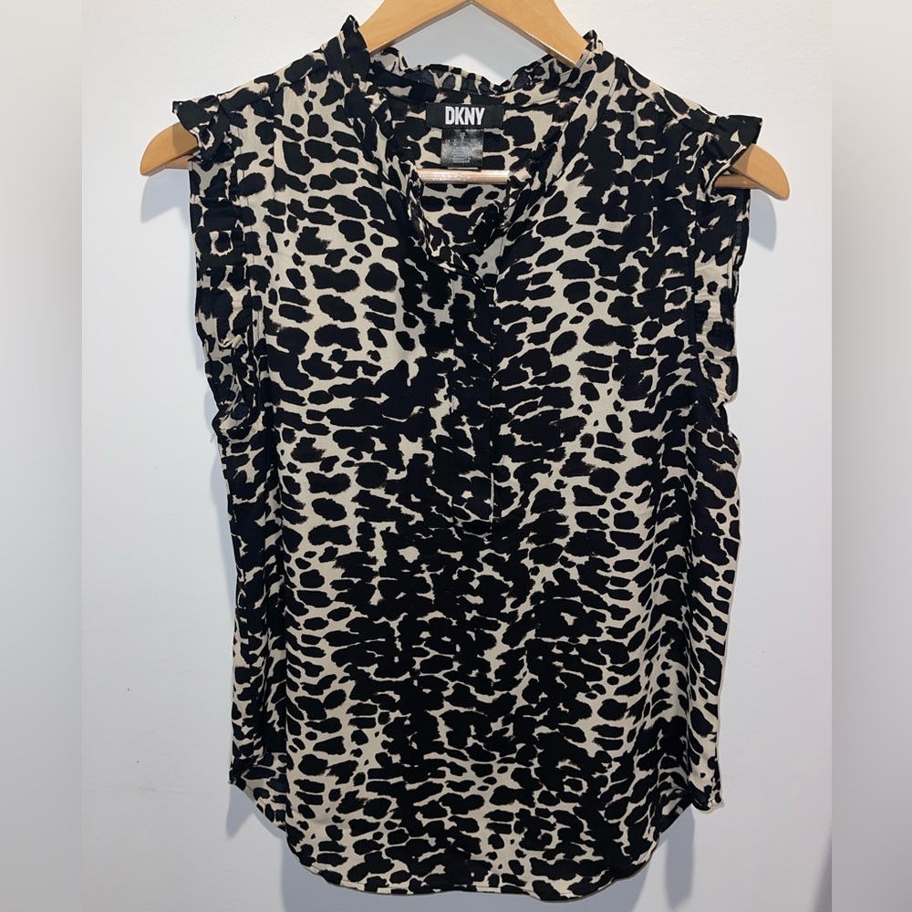 DKNY Leopard Print Sleeveless Blouse Medium